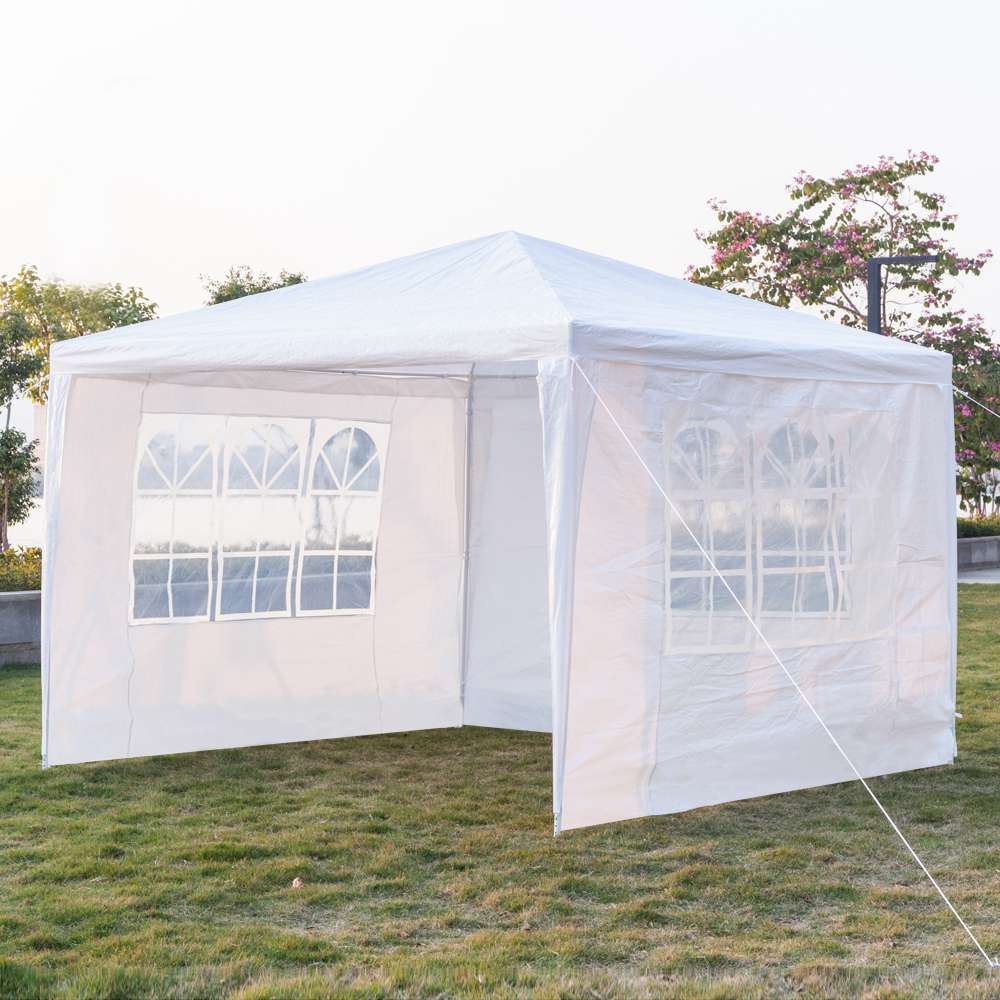 Portable 3 x 3m Three Sides Outdoor Waterproof Awning For Wedding / Camping / Parking / Party - White