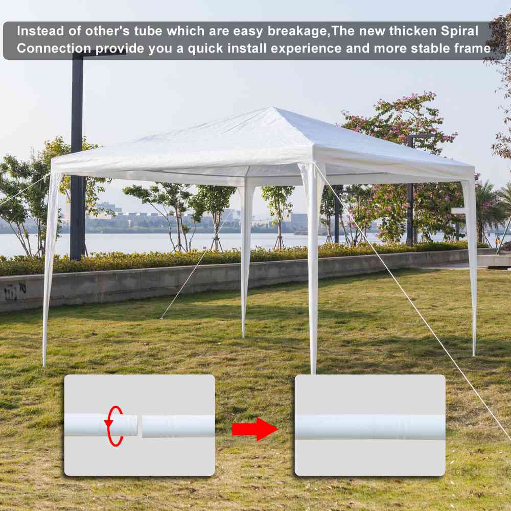 Portable 3 x 3m Three Sides Outdoor Waterproof Awning For Wedding / Camping / Parking / Party - White