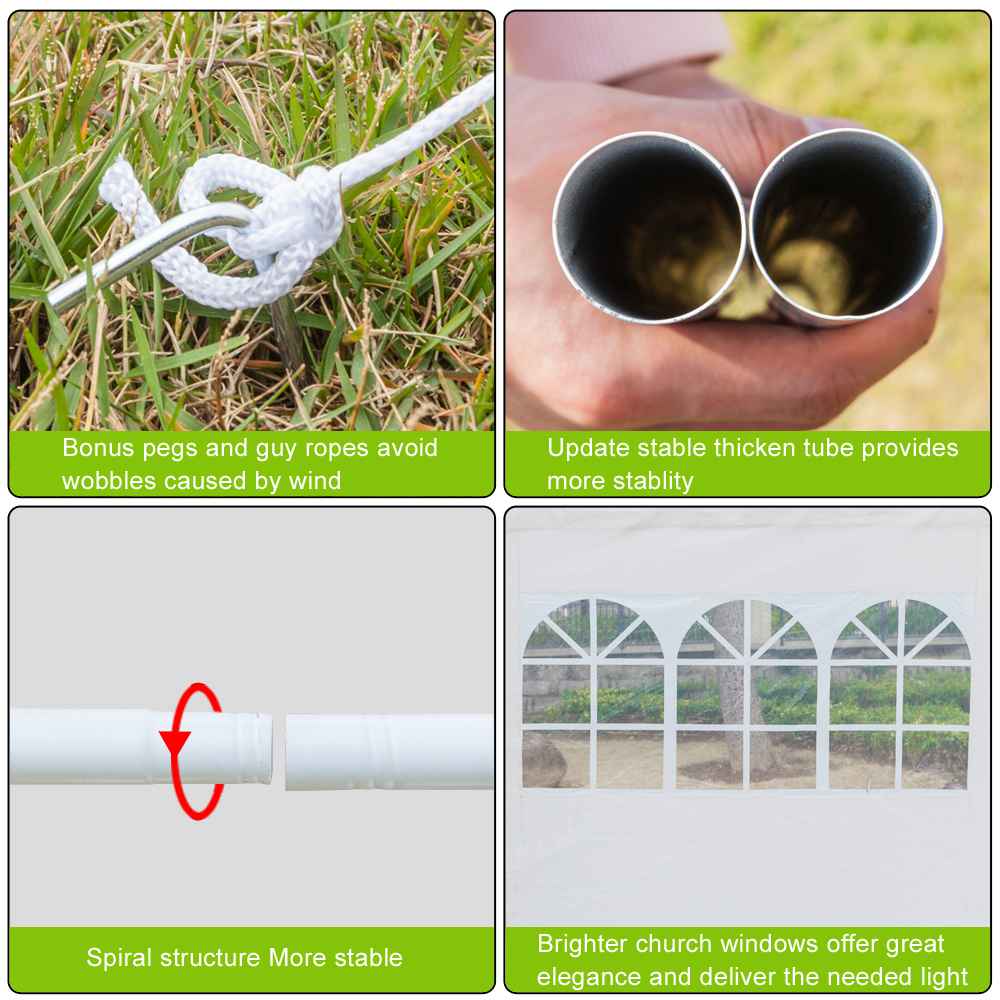 Portable 3 x 3m Three Sides Outdoor Waterproof Awning For Wedding / Camping / Parking / Party - White