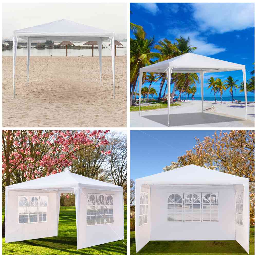 Portable 3 x 3m Three Sides Outdoor Waterproof Awning For Wedding / Camping / Parking / Party - White