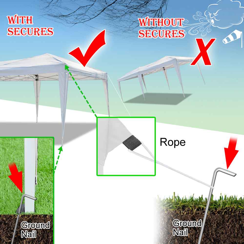 Portable 3 x 6m Six Sides Four Windows Outdoor Waterproof Folding Awning For Wedding / Camping / Parking / Party - White