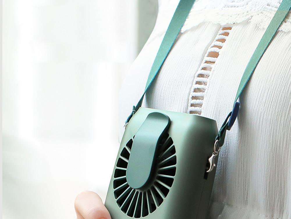 Portable Handheld Fan Silent Brushless Motor Three Wind Speeds 2000mAh Battery USB Charging With Lanyard - White