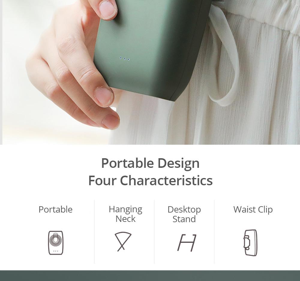 Portable Handheld Fan Silent Brushless Motor Three Wind Speeds 2000mAh Battery USB Charging With Lanyard - White