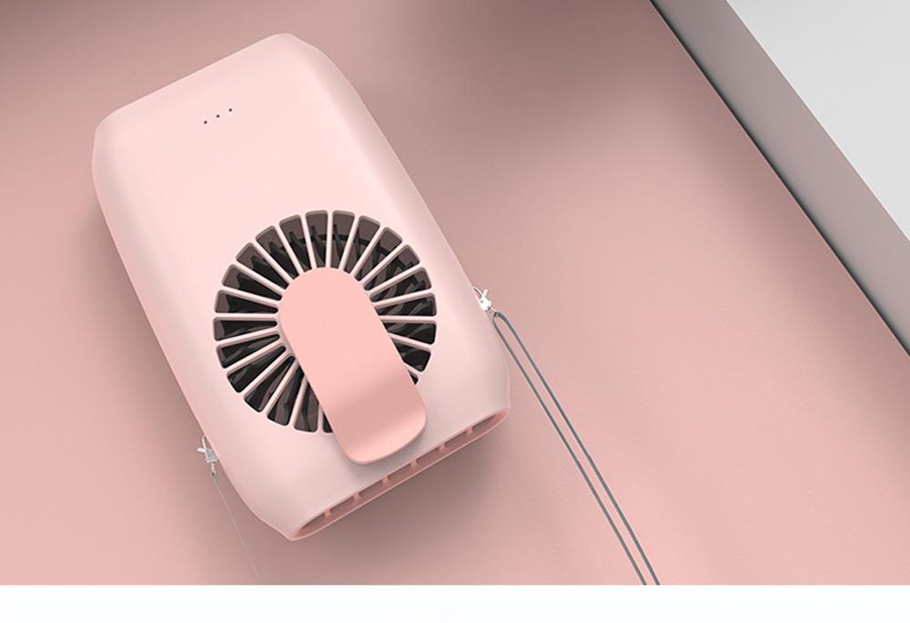 Portable Handheld Fan Silent Brushless Motor Three Wind Speeds 2000mAh Battery USB Charging With Lanyard - White