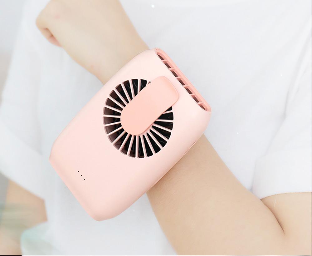 Portable Handheld Fan Silent Brushless Motor Three Wind Speeds 2000mAh Battery USB Charging With Lanyard - White