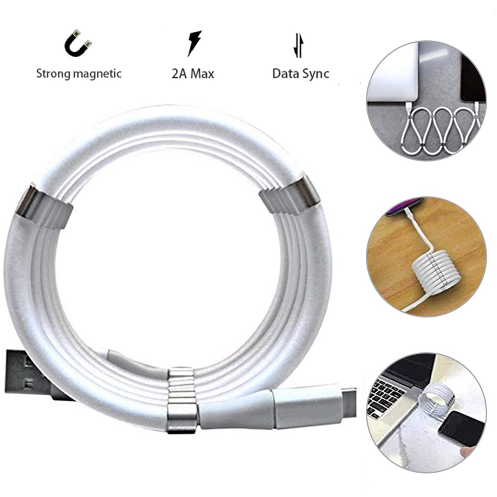 SuperCalla 0.9m Type-C Interface Magnetic Absorption Charging Data Cable - White