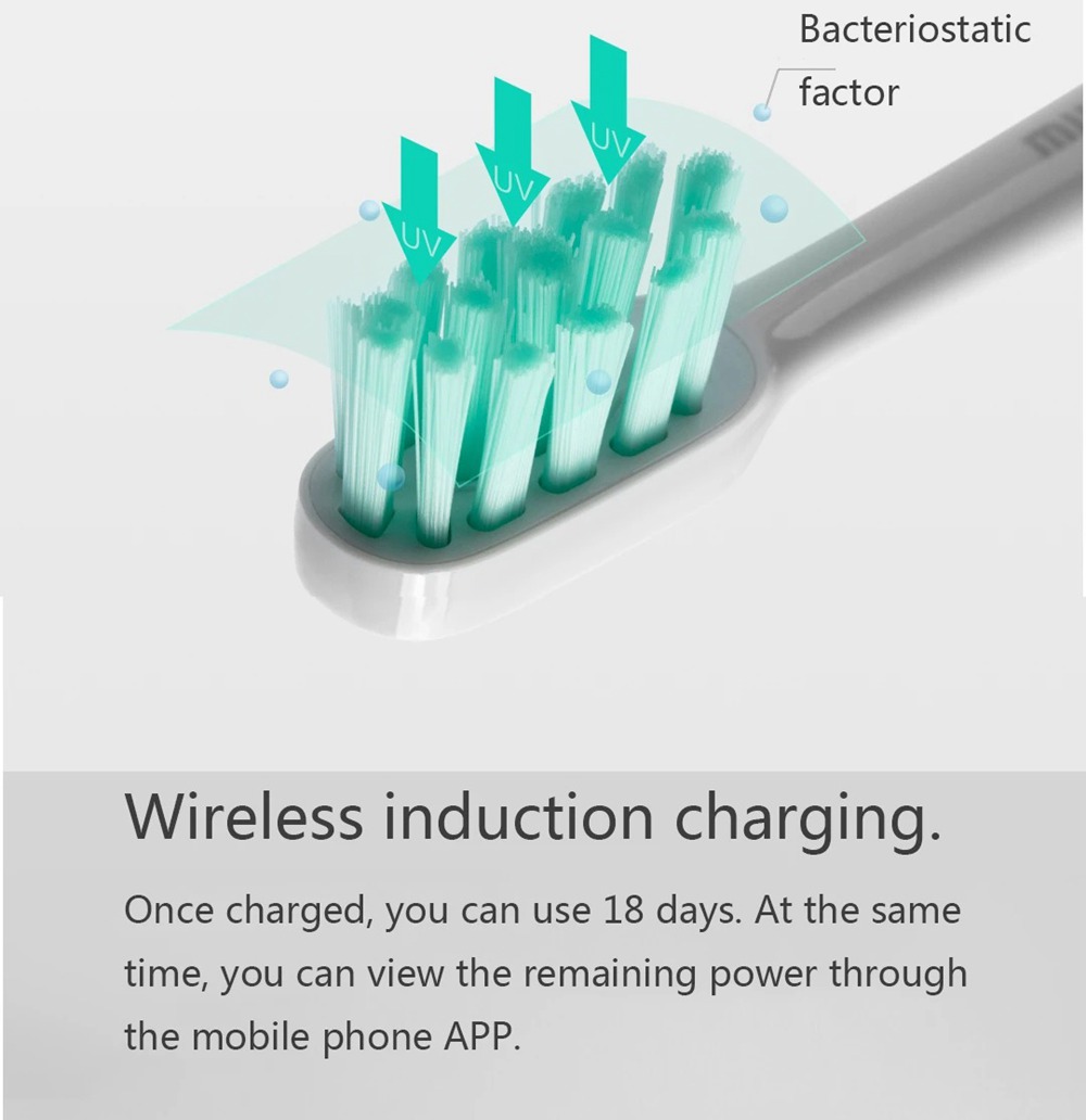 Xiaomi Mijia T500 Smart Sonic Electric Toothbrush 3 Speed High Frequency Vibration UV Sterilization IPX7 Waterproof 18 Days Battery Life - White