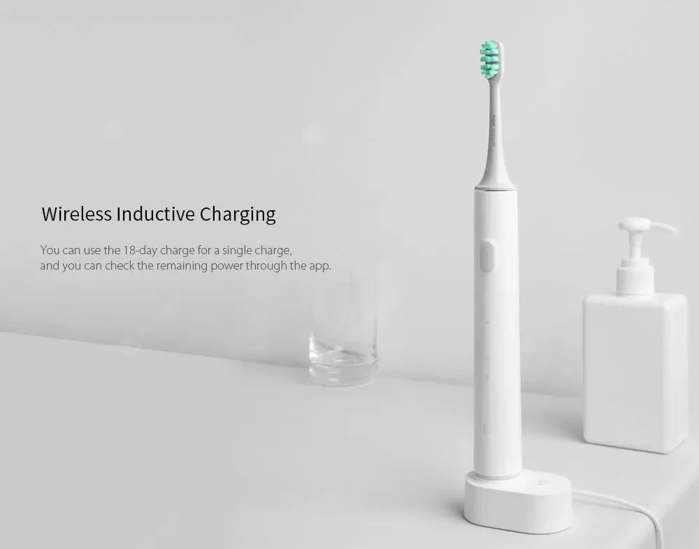 Xiaomi Mijia T500 Smart Sonic Electric Toothbrush 3 Speed High Frequency Vibration UV Sterilization IPX7 Waterproof 18 Days Battery Life - White