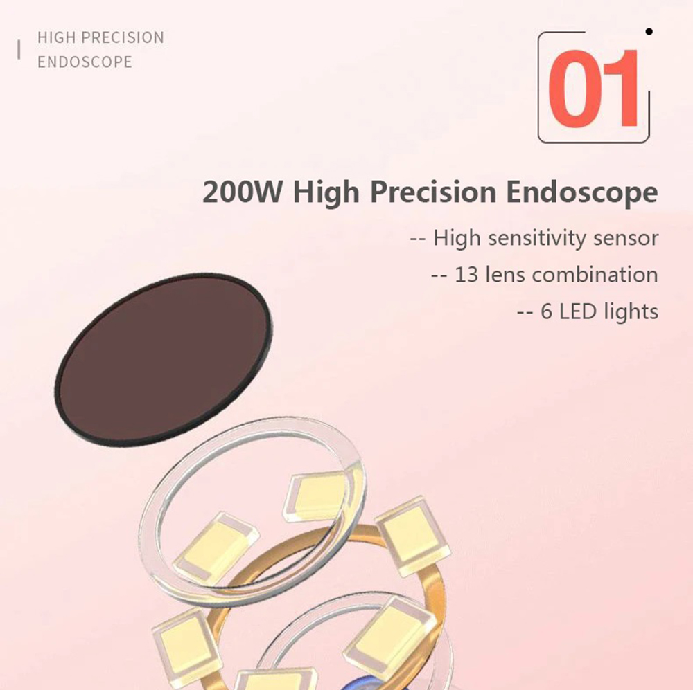 Bebird T5 Smart Visual Ear Picker 200W High Precision Endoscope IP67 Waterproof Mirror APP Connection Temperature Controllable Chargeable 250mAh Battery - Black