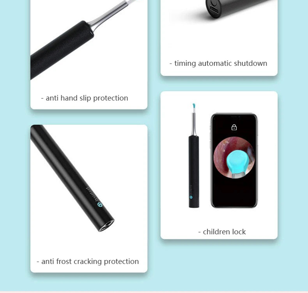 Bebird T5 Smart Visual Ear Picker 200W High Precision Endoscope IP67 Waterproof Mirror APP Connection Temperature Controllable Chargeable 250mAh Battery - Black