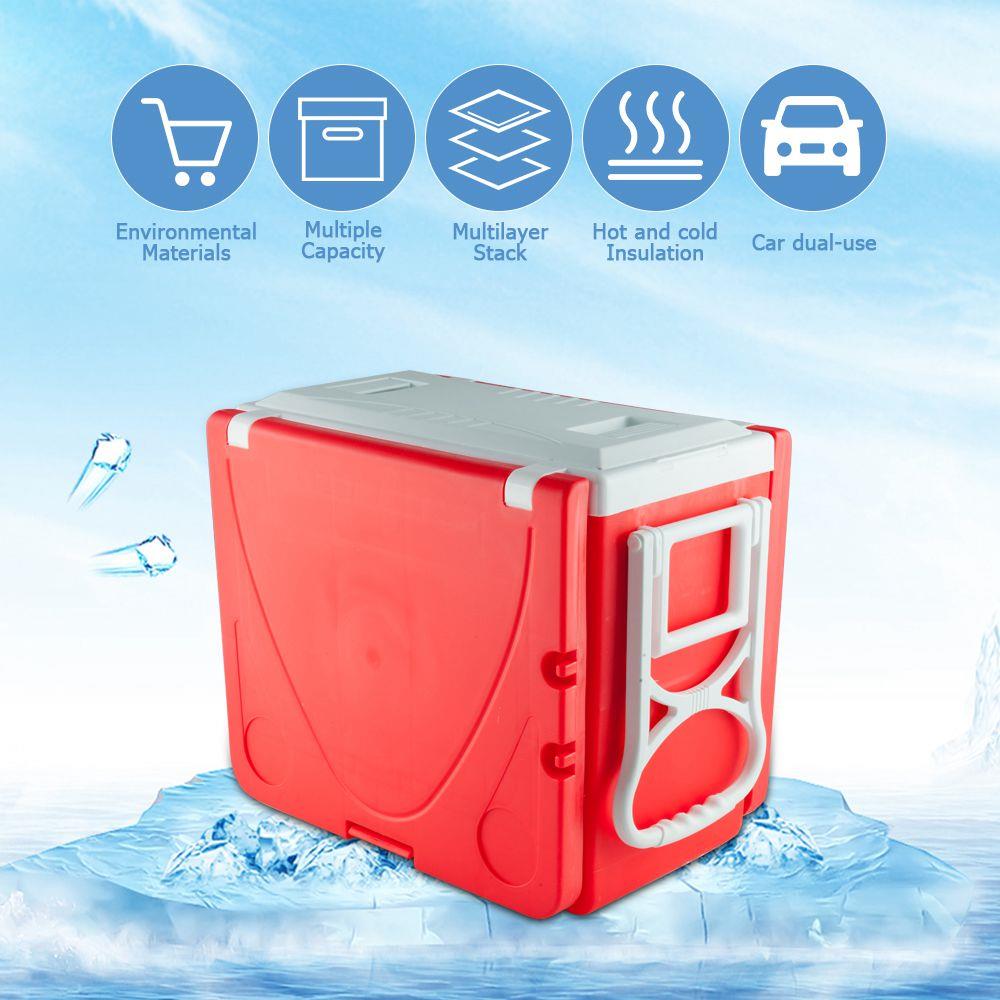 Outdoor Portable Multifunctional Folding Refrigerator Cooling Function Insulation With Two Stools For Picnic Hiking - Red