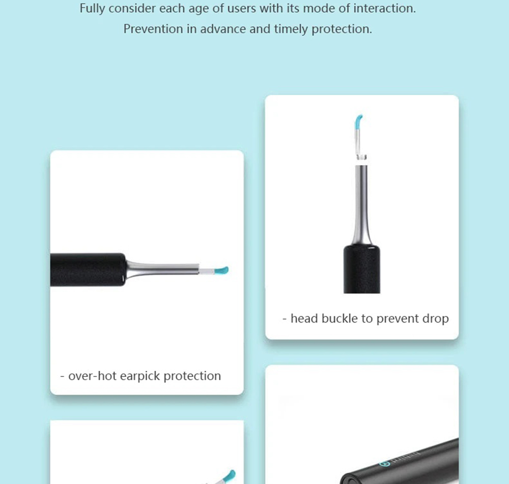 Bebird T5 Smart Visual Ear Picker 200W High Precision Endoscope IP67 Waterproof Mirror APP Connection Temperature Controllable Chargeable 250mAh Battery - Black