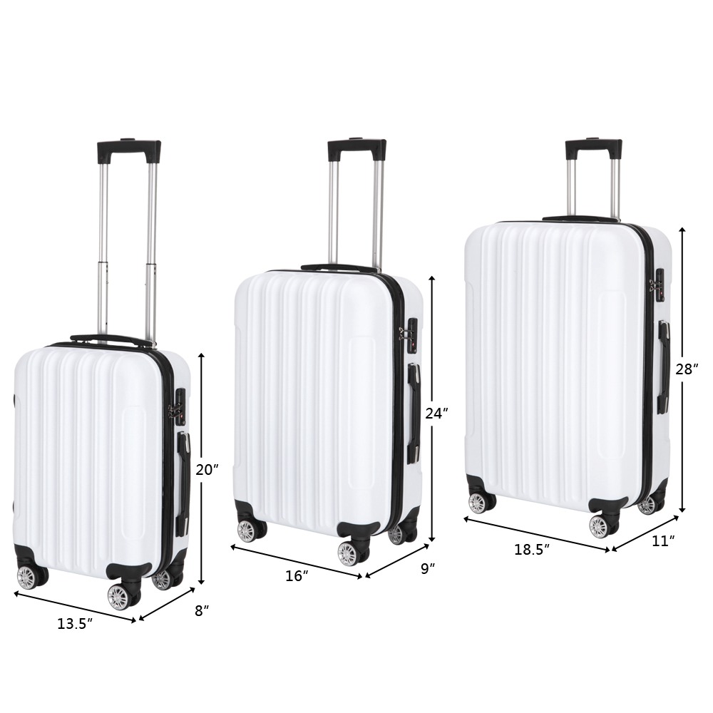 3-in-1 Multifunction Large Capacity Tie Rod Trunk 20" / 24" / 28" Dual Silent Wheels Strong Bearing For Travel / Storage - White