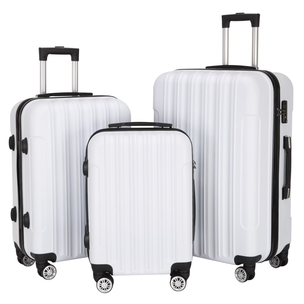 3-in-1 Multifunction Large Capacity Tie Rod Trunk 20" / 24" / 28" Dual Silent Wheels Strong Bearing For Travel / Storage - White