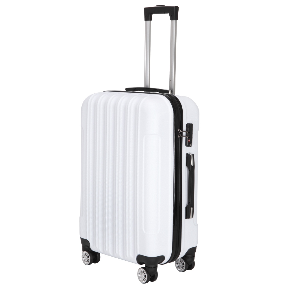 3-in-1 Multifunction Large Capacity Tie Rod Trunk 20" / 24" / 28" Dual Silent Wheels Strong Bearing For Travel / Storage - White