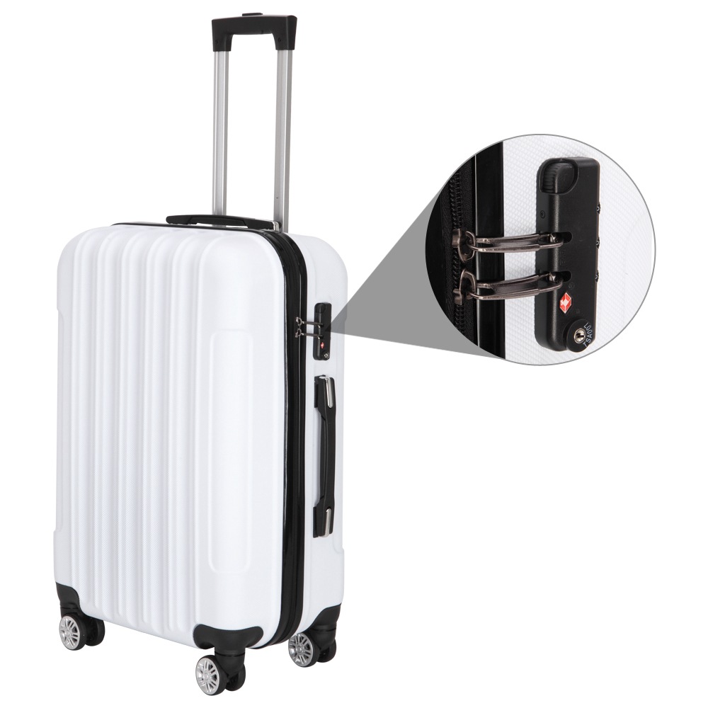 3-in-1 Multifunction Large Capacity Tie Rod Trunk 20" / 24" / 28" Dual Silent Wheels Strong Bearing For Travel / Storage - White
