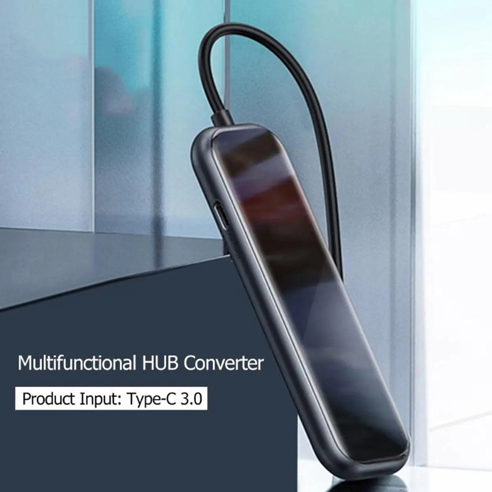 Baseus Multifunction HUB Adapter With 4 x USB 3.0 Ports + Type-C PD Charging Port For Type-C Laptop MacBook Smartphone - Dark Grey