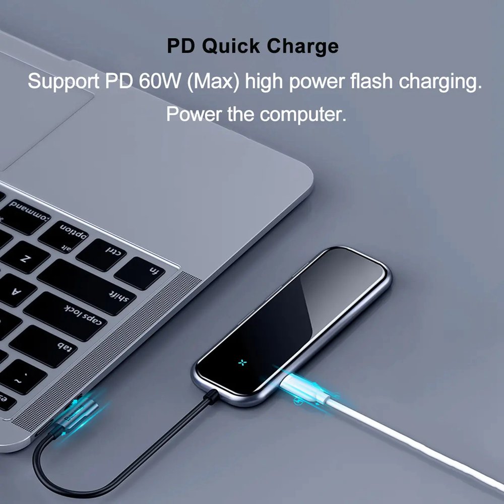 Baseus Multifunction HUB Adapter With 4 x USB 3.0 Ports + Type-C PD Charging Port For Type-C Laptop MacBook Smartphone - Dark Grey