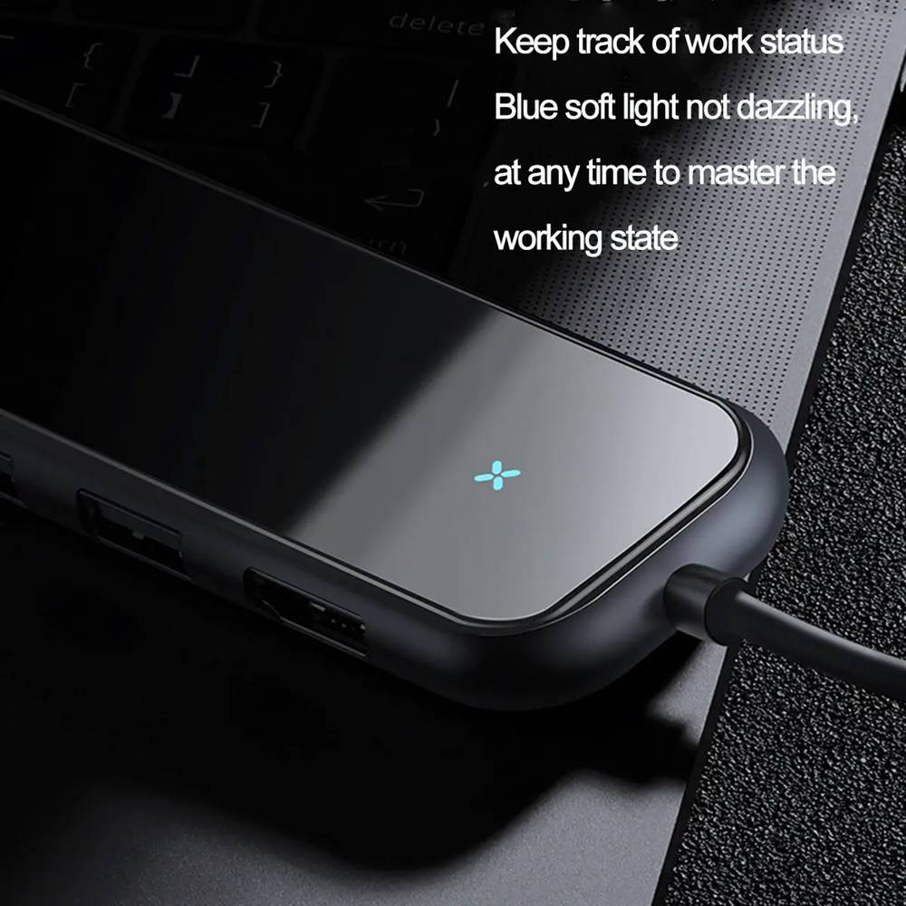 Baseus Multifunction HUB Adapter With 4 x USB 3.0 Ports + Type-C PD Charging Port For Type-C Laptop MacBook Smartphone - Dark Grey