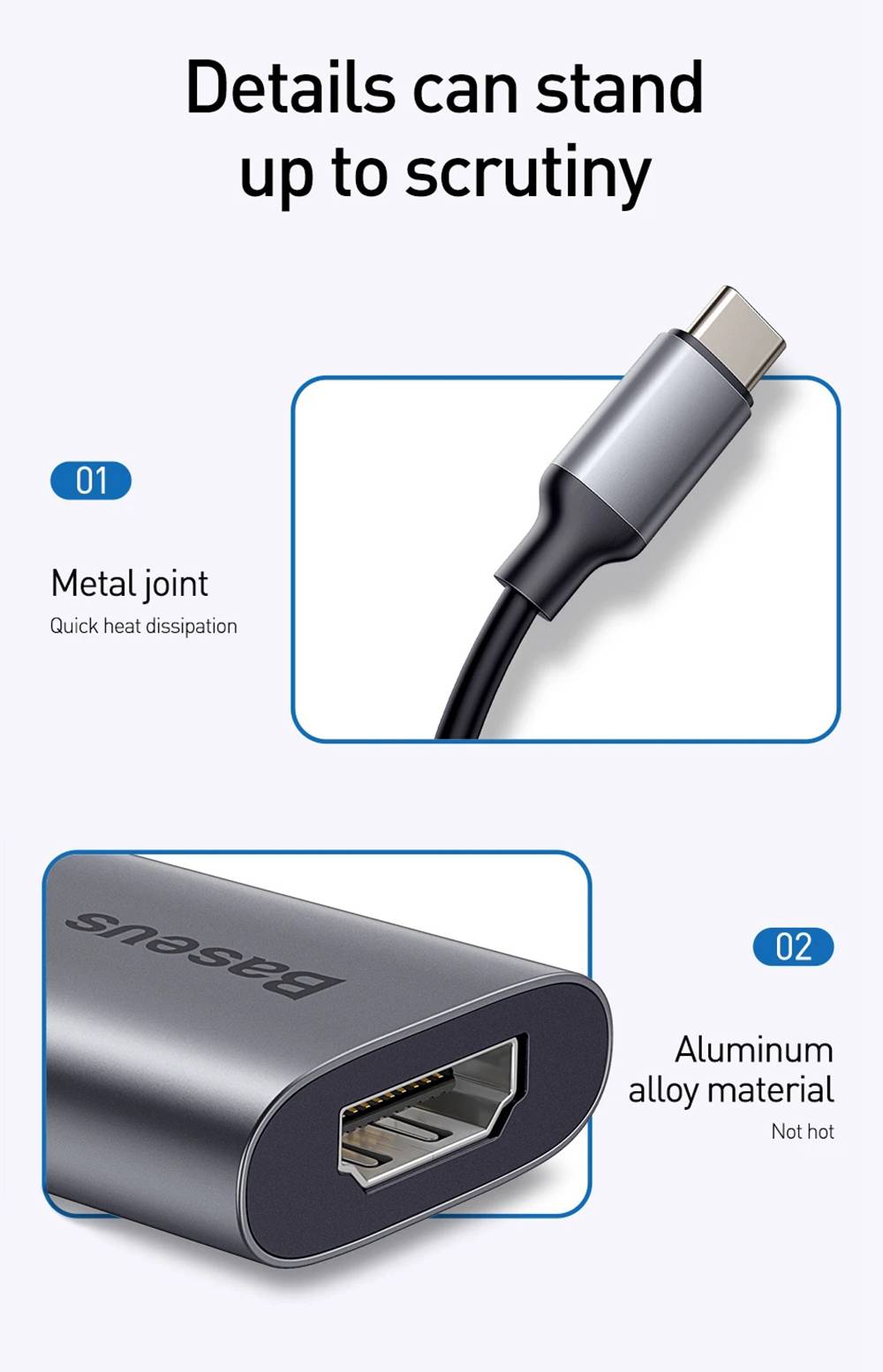 Baseus Type-C To 4K HD / Mini DP / VGA HUB Adapter With PD Power Converter Splitter For Macbook Pro - Grey