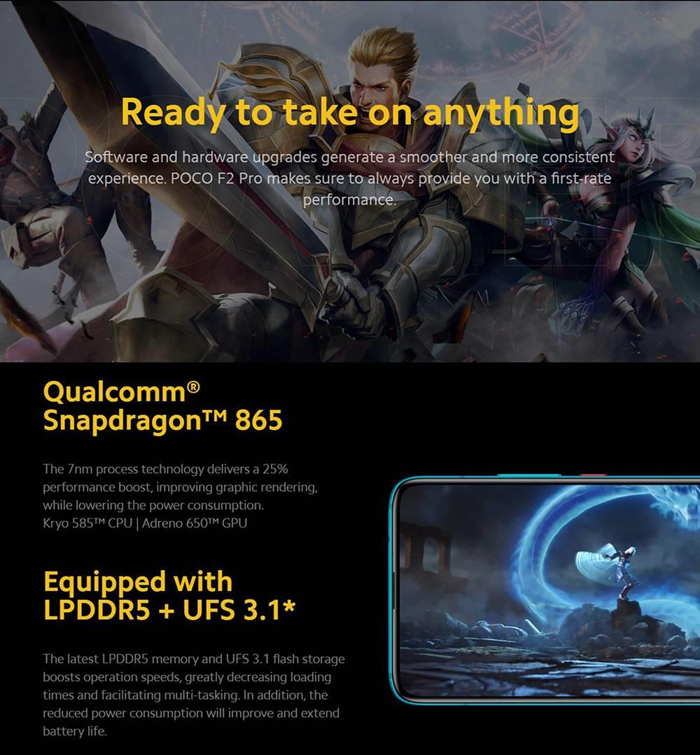 POCO F2 Pro Global Version 5G Smartphone 6.67 Inch AMOLED Full Screen Qualcomm Snapdragon 865 Android 10.0 8GB RAM 256GB ROM Quad Rear Camera NFC 4700mAh Battery - Cyber Grey