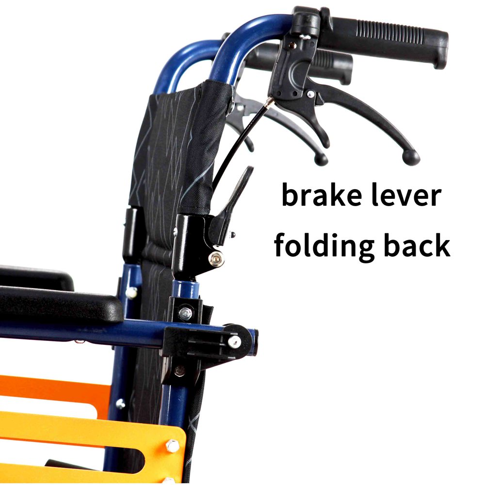 Luxury Aluminum Alloy Transportation Wheelchair Folding Armrest Oxford Cloth Cushion Handbrake 16 Inch Solid Stab-resistant Rear Wheels Maximum Load 100kg - Black