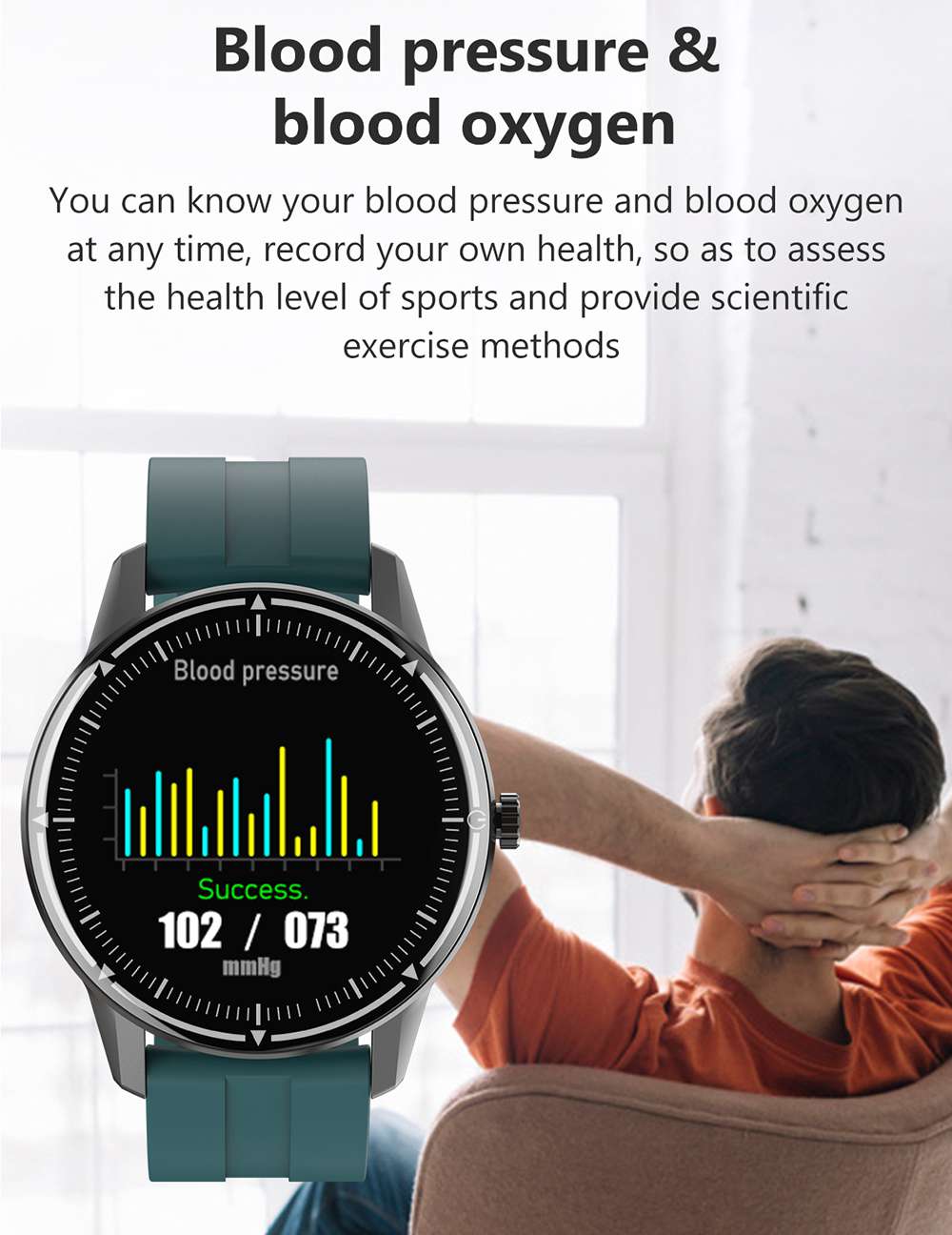 Makibes R8 Smart Watch 1.3 Inch IPS Touch Screen IP67 Heart Rate Blood Pressure Monitor - Green