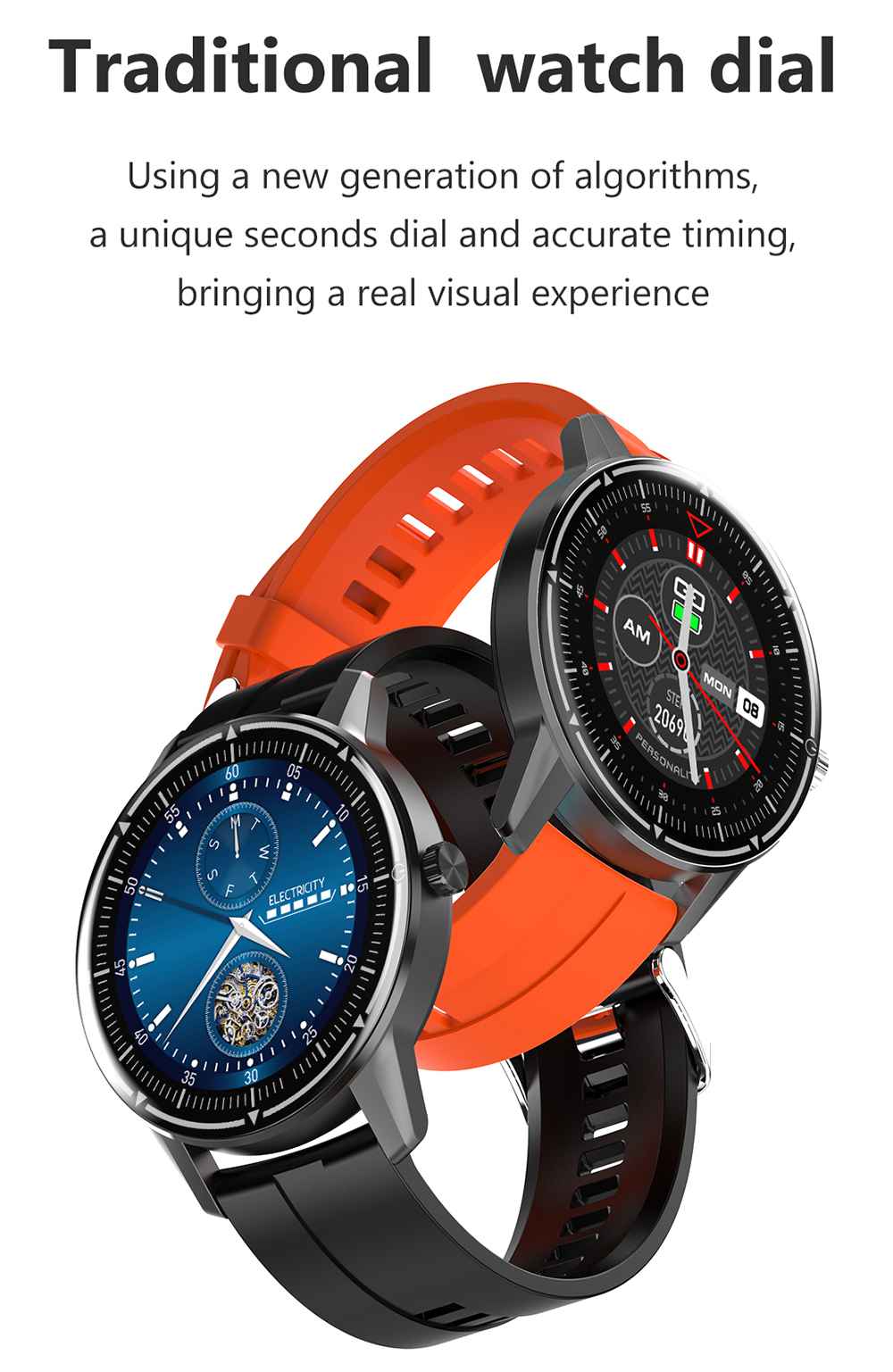 Makibes R8 Smart Watch 1.3 Inch IPS Touch Screen IP67 Heart Rate Blood Pressure Monitor - Orange