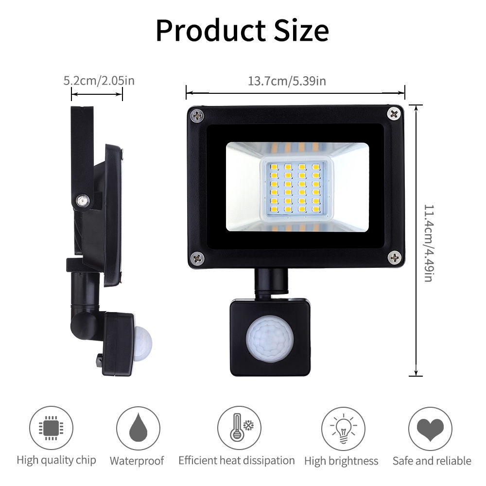 20W 1600 Lumens Outdoor LED Spotlight IP65 Waterproof With Sensor Dust-proof Shockproof Explosion-proof For Truck Jeep Tractor Boat - Warm White