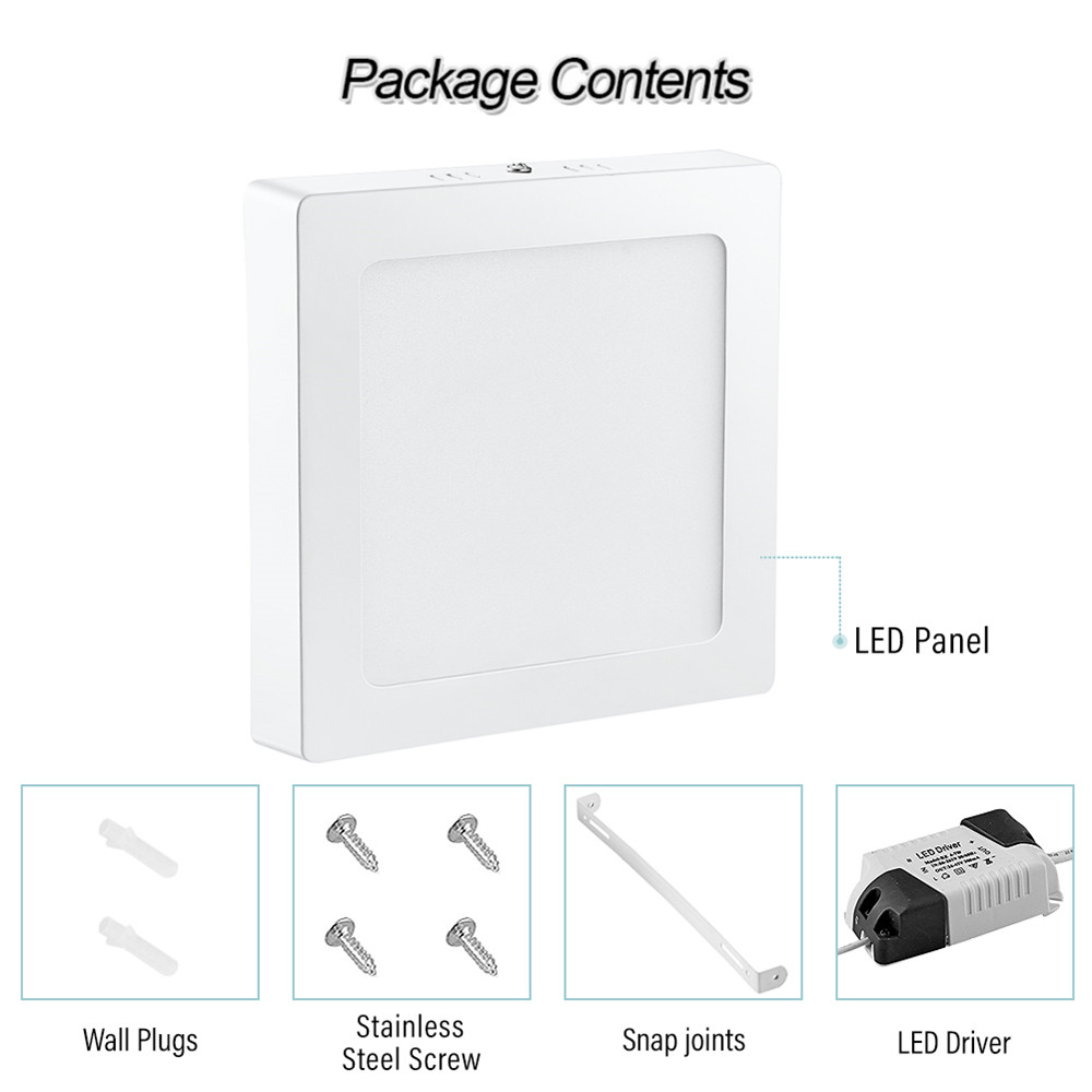 220v 12w Surface Mounted Panel Light Cool White Square