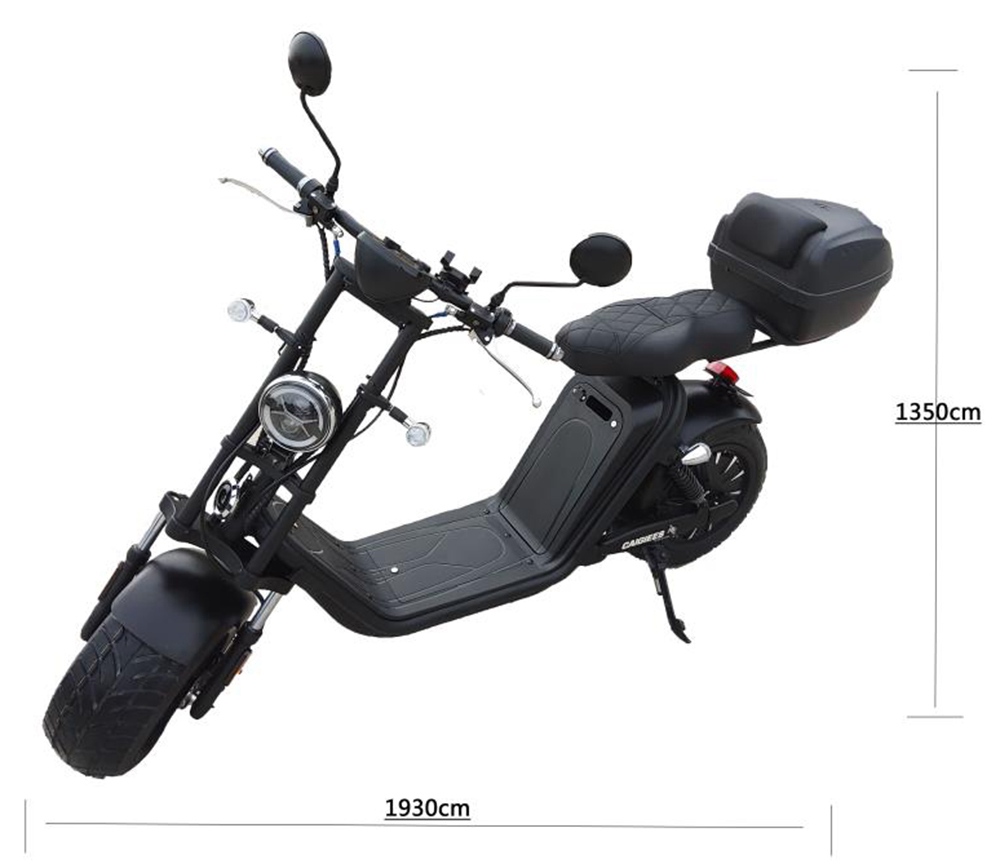 CityCoco Ghost Electric Motor Scooter 12 inch Fat Tire 2000W Brushless Motor 28Ah Battery Max Speed 45km/h Hydraulic Disc Brake LED Light -Black