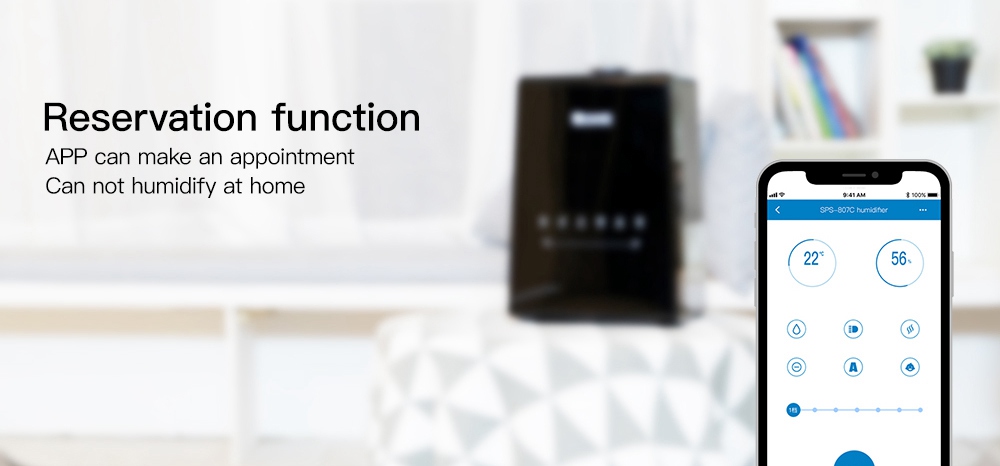 Proscenic 808C Smart Air Humidifiers LED Display App Alexa Google Voice Control 5.3L Large Capacity Warm and Cool Mist Customized Humidity Levels Mist Adjustment for Home Bedroom Office - Black