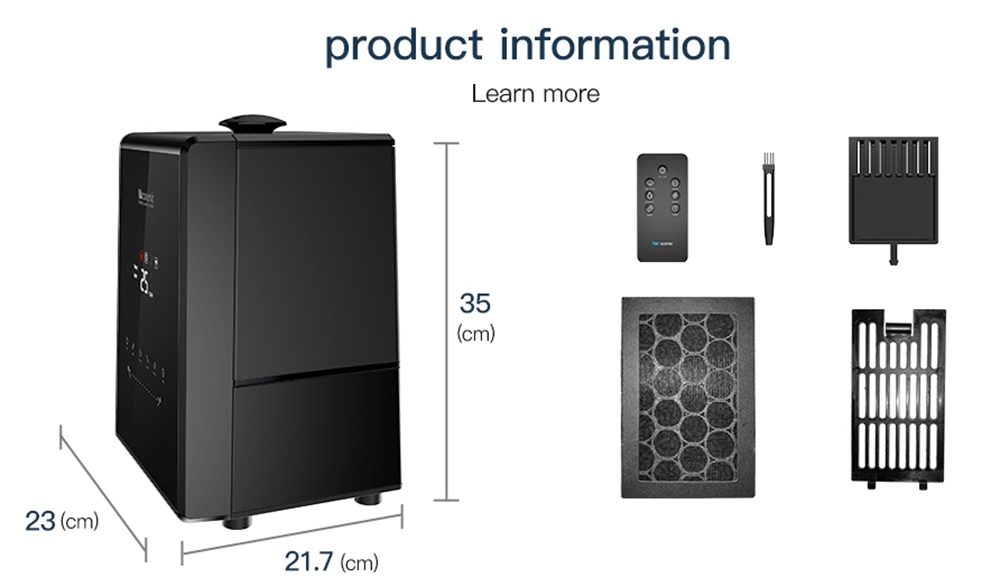 Proscenic 808C Smart Air Humidifiers LED Display App Alexa Google Voice Control 5.3L Large Capacity Warm and Cool Mist Customized Humidity Levels Mist Adjustment for Home Bedroom Office - Black