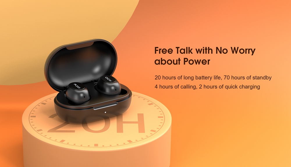 QCY T9S TWS Bluetooth 5.0 Earphones Low Latency App Control In Ear Detection - Black