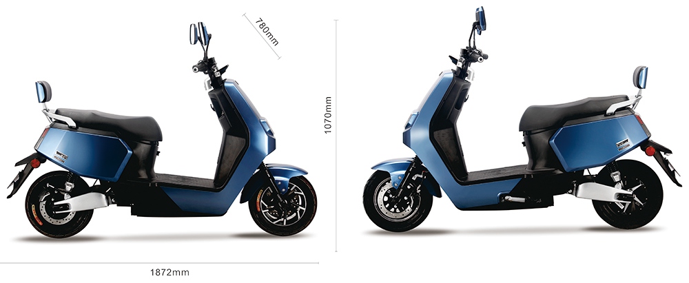 CityCoco Classic Motorcycle 2000W Brushless Motor 20Ah Battery Max Speed 45km/h 10 inch Tire Hydraulic Disc Brake LED Light up to 60KM Range Shock Absorption - Blue