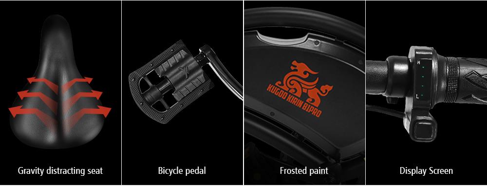 KUGOO Kirin B1 Pro Folding Moped Electric Bike E-Scooter with Pedals 250W Brushless Motor Max Speed 25km/h 10AH Lithium Battery Disc Brake 12 Inch Pneumatic Tires - Black