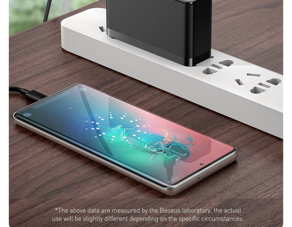 Baseus GaN +SiC Tech Mini Quick Charger C+C+A 120W with 1m Type-C to Type-C 100W Fast Charging Cable US Plug - Black
