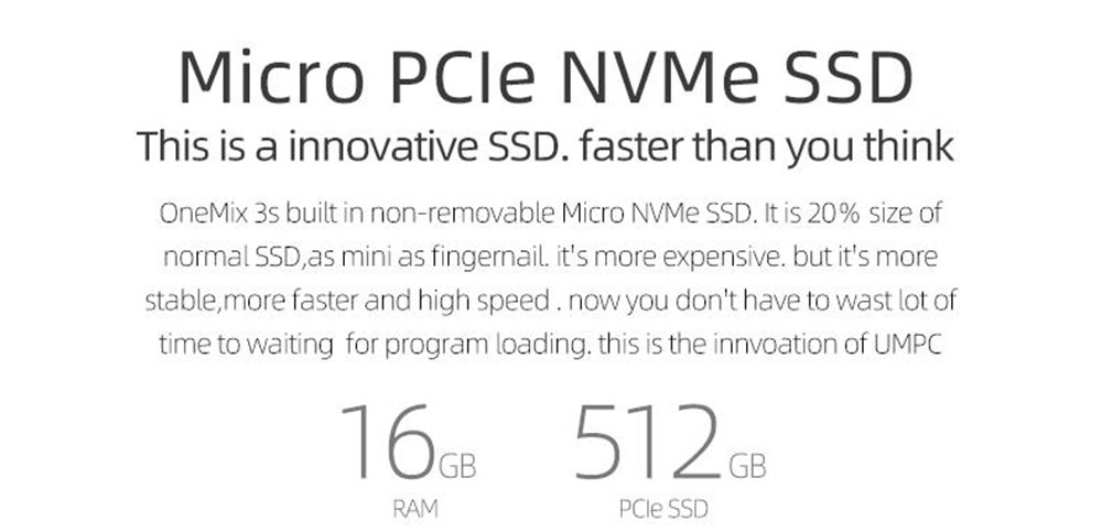 One Netbook One Mix 3S Yoga Pocket Laptop Intel Core M3-8100Y Dual-Core 8.4" IPS Screen 2500*1600 Touch ID 8GB DDR3 256GB PCI-E SSD Windows 10 Home - Black