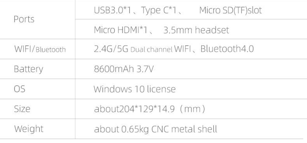 One Netbook One Mix 3S Yoga Pocket Laptop Intel Core M3-8100Y Dual-Core 8.4" IPS Screen 2500*1600 Touch ID 8GB DDR3 256GB PCI-E SSD Windows 10 Home - Black