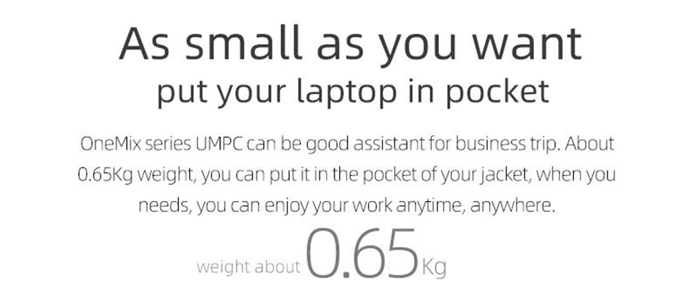 One Netbook One Mix 3S Yoga Pocket Laptop Intel Core M3-8100Y Dual-Core 8.4" IPS Screen 2500*1600 Touch ID 8GB DDR3 256GB PCI-E SSD Windows 10 Home - Black