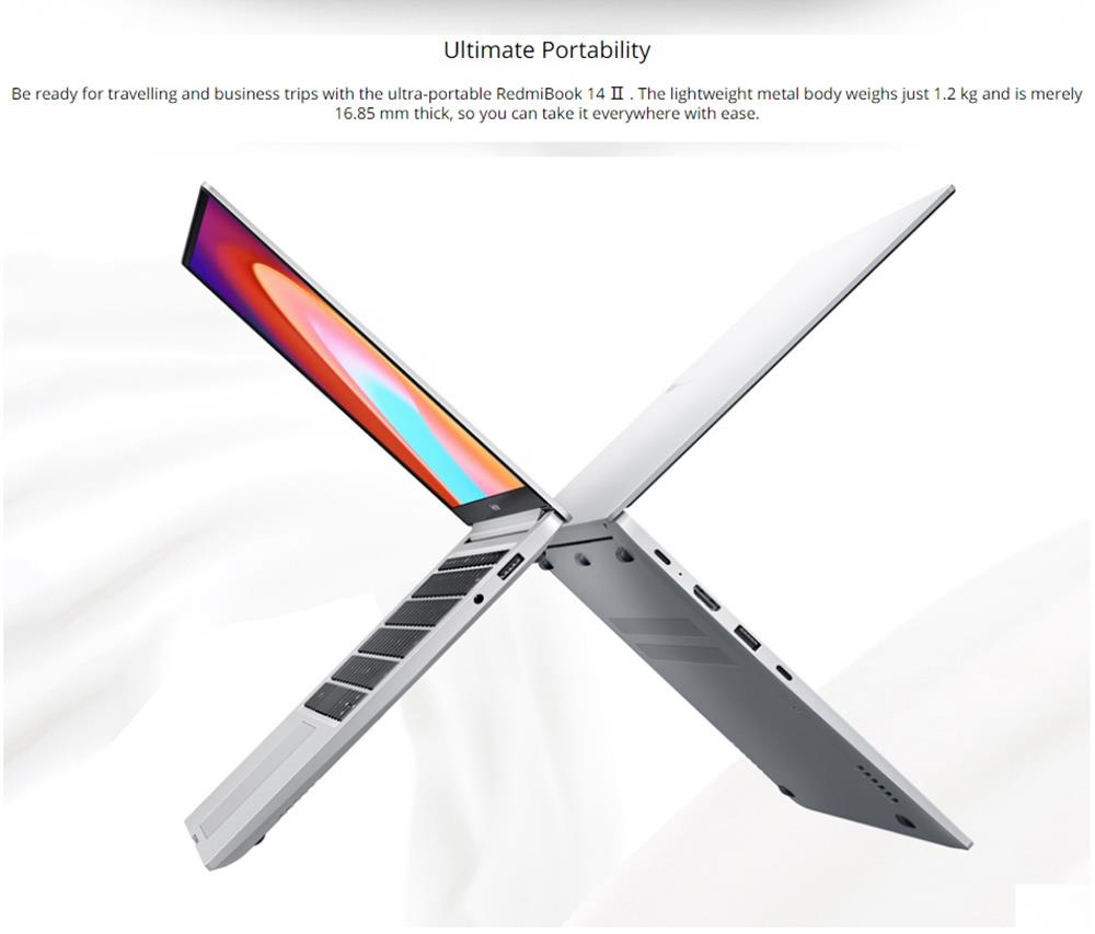 Xiaomi Redmibook 14 II Laptop Intel Core i5-1035G1 14 Inch 1920 x 1080 FHD Screen 100% sRGB 16G DDR4 512GB SSD MX350 Dual WiFi 6 Band Full-featured Type-C Notebook Windows 10 Home - Sliver