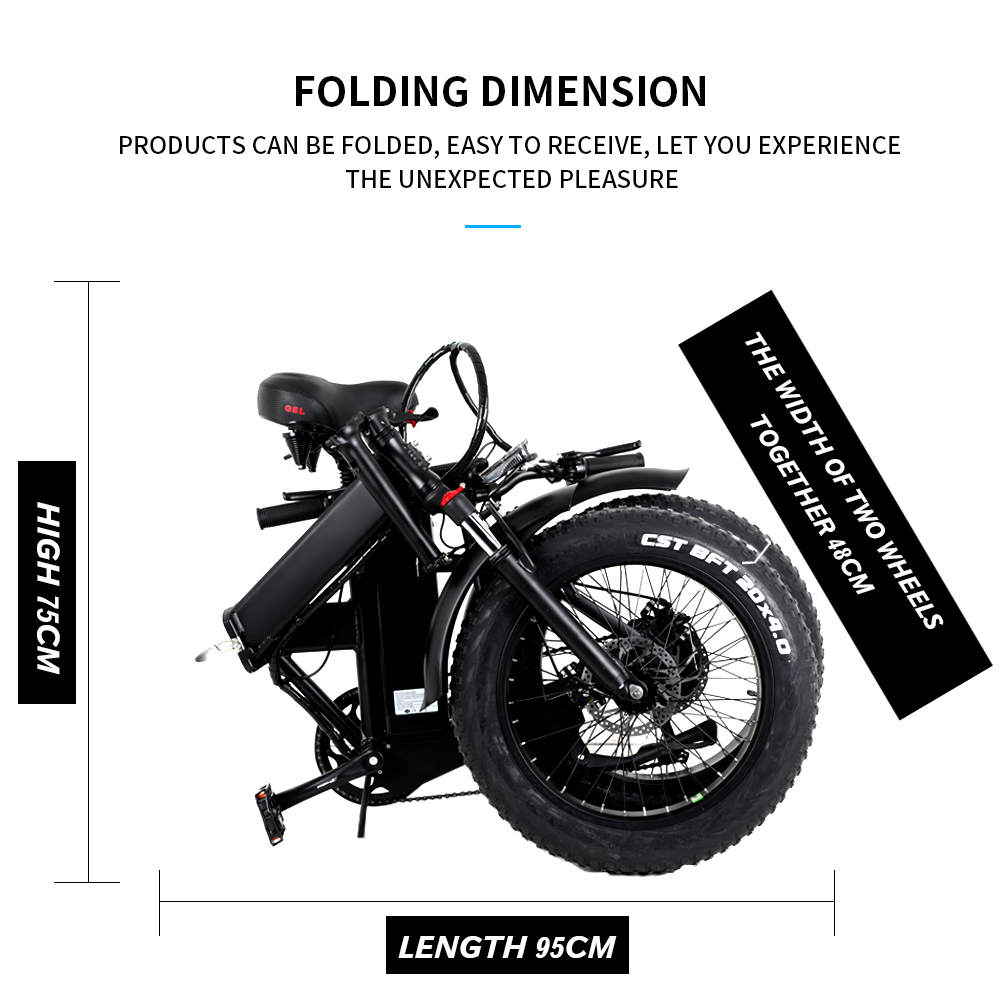 CMACEWHEEL GW20 Folding Electric Moped Bike 20 x 4.0 Fat Tires Five Speeds 750W Motor Up To 100km Range Max Speed 45km/h Smart Display - Black