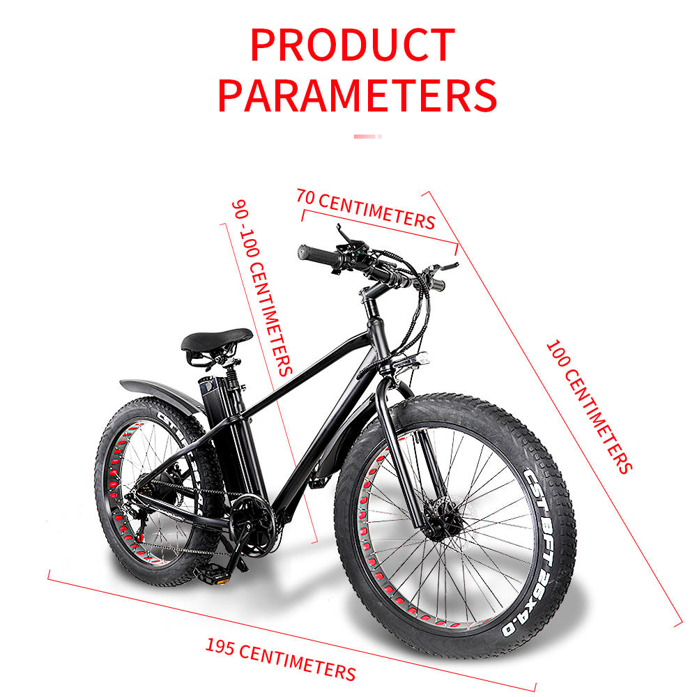 CMACEWHEEL KS26 Electric Moped Bicycle 26 x 4 Inch Fat Tire Three Modes 750W Motor Max Speed 45km/h 20AH Battery Up To 100km Range Disc Brake - Black