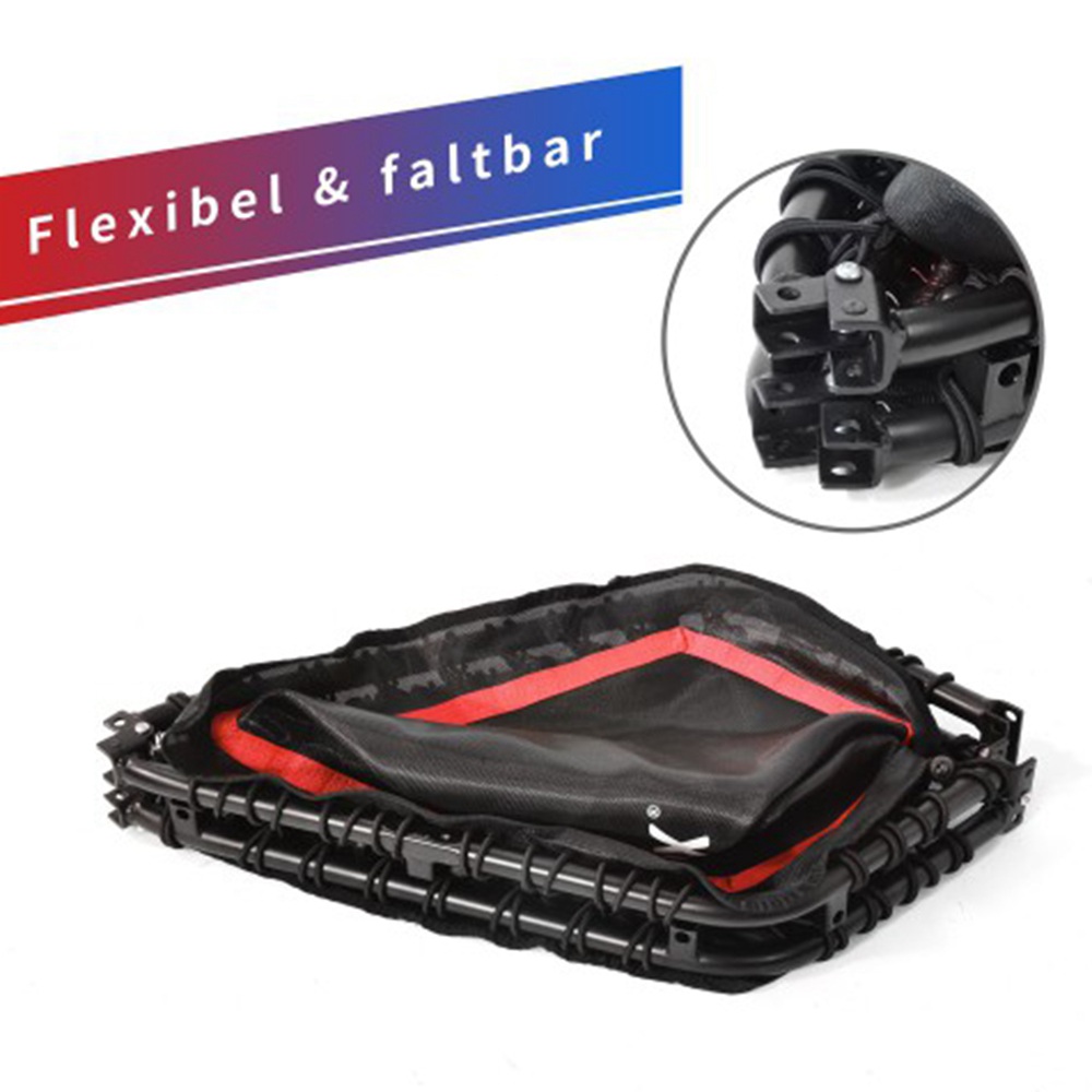 Merax 50 Inch Foldable Home Fitness Trampoline with T-shaped Height-adjustable Bar Max Load 120kg Ø127cm - Red