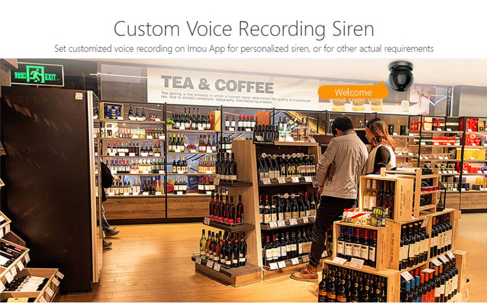 IPC-A26HIP Dahua IMOU Ranger IQ IP Camera 1080P HD Night Vision AI Human Detection Custom Voice Recording Siren Two-way Talk Home Company Security Monitor - Black