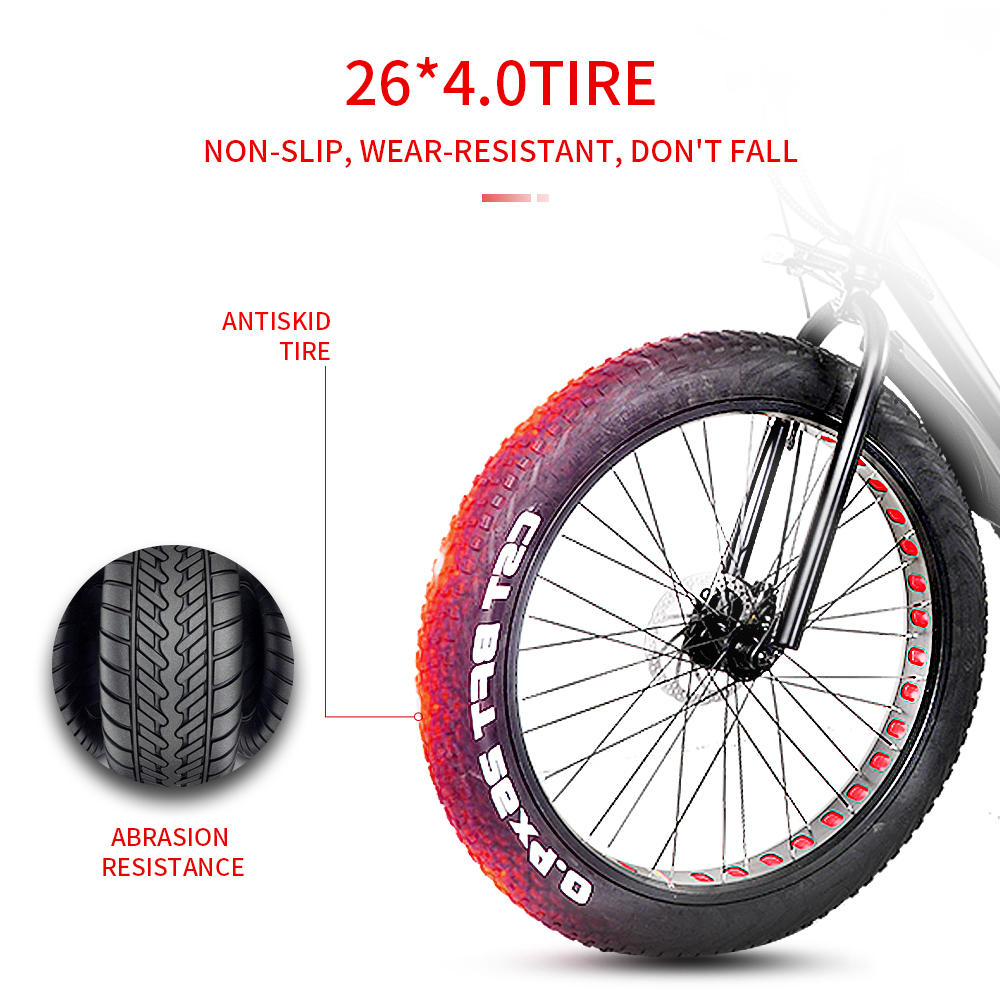CMACEWHEEL KS26 Electric Moped Bicycle 26 x 4 Inch Fat Tire Three Modes 750W Motor Max Speed 45km/h 20AH Battery Up To 100km Range Disc Brake - Black