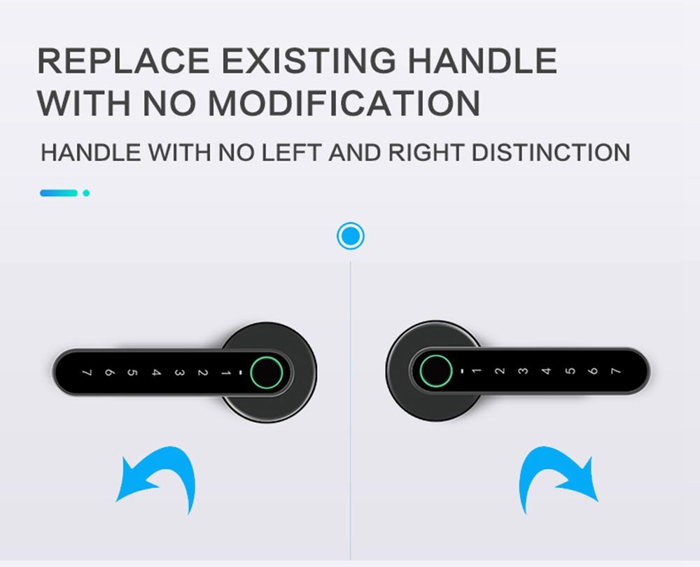 Exitec H03 Smart Fingerprint Key Lock with Biometric, Keyless Entry Mechanical Handle with Bluetooth, App Support, Multilingual, Left and Right, Compatible with 35-58mm thickness for Main Door Entrance, Master Room, Home, Hotel, Apartment, School