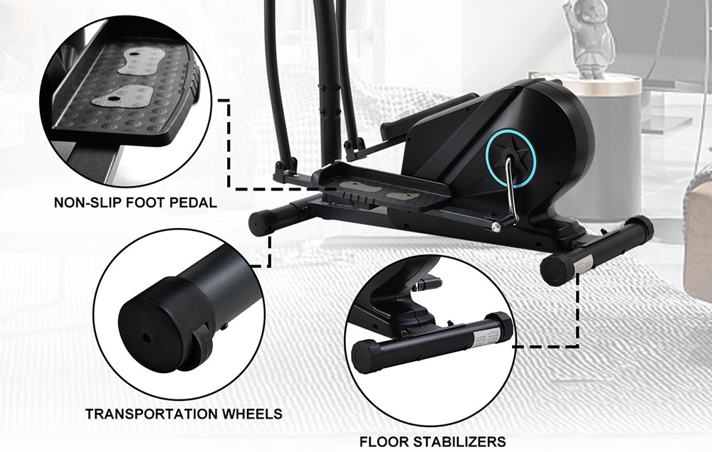 BTM Cross Portable Trainer Elliptical with LCD Display Equipment Stand For Home Exercises with 8 Levels