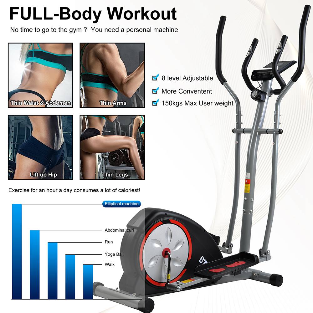 BTM Cross Portable Trainer Elliptical with LCD Display Equipment Stand For Home Exercises with 8 Levels