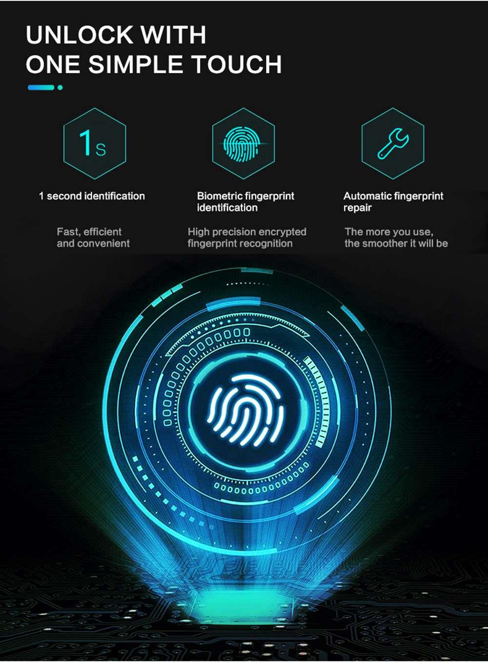 Exitec H03 Smart Fingerprint Key Lock with Biometric, Keyless Entry Mechanical Handle with Bluetooth, App Support, Multilingual, Left and Right, Compatible with 35-58mm thickness for Main Door Entrance, Master Room, Home, Hotel, Apartment, School